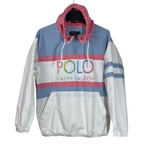 Polo Ralph Lauren Jacket Womens Small Color Block Windbreaker Pullover 1/4 Zip